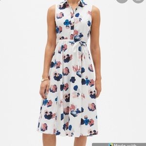 Banana Republic A-Line Printed Midi Button Dress